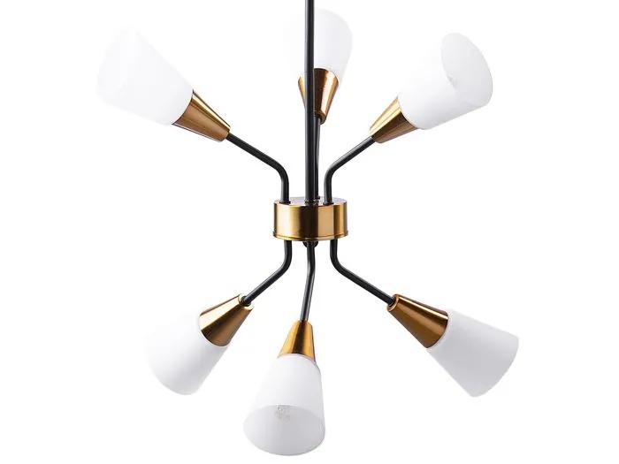 beliani chandelier aroyo vi white/gold 6 bulbs