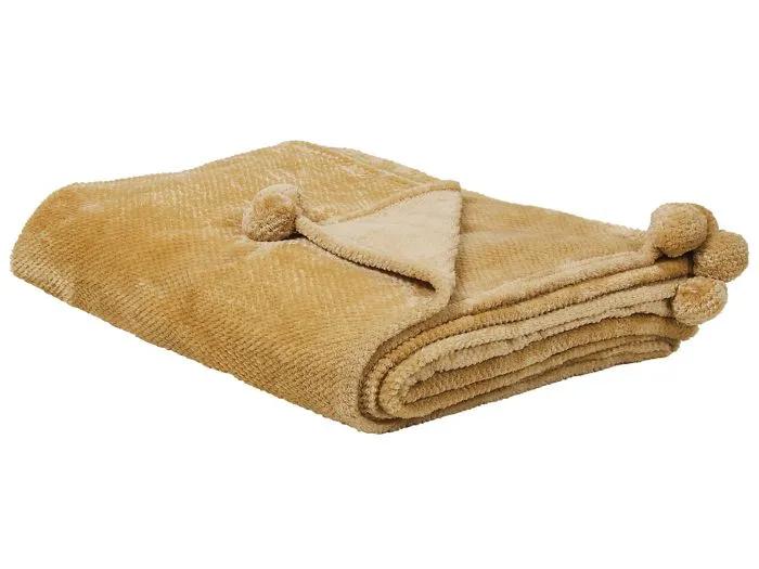 beliani throw blanket saitler 200x220cm yellow