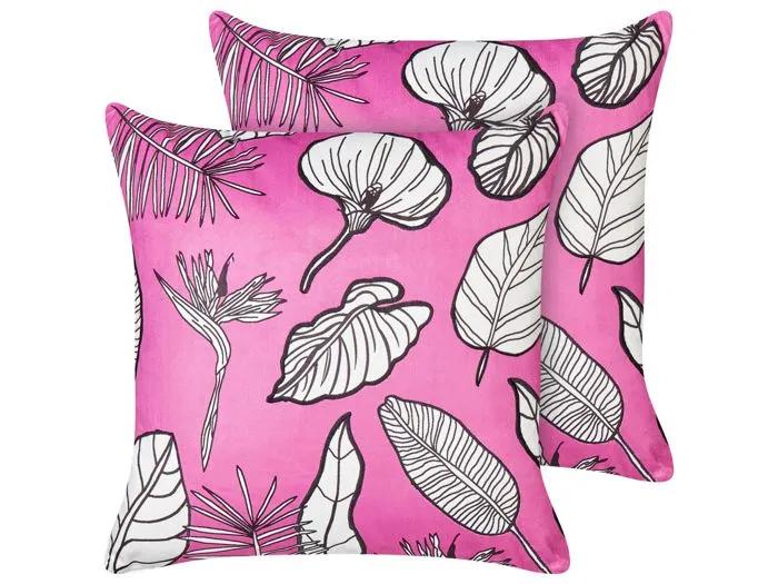 beliani decorative cushions malva floral pattern 45x45 cm 2 pack