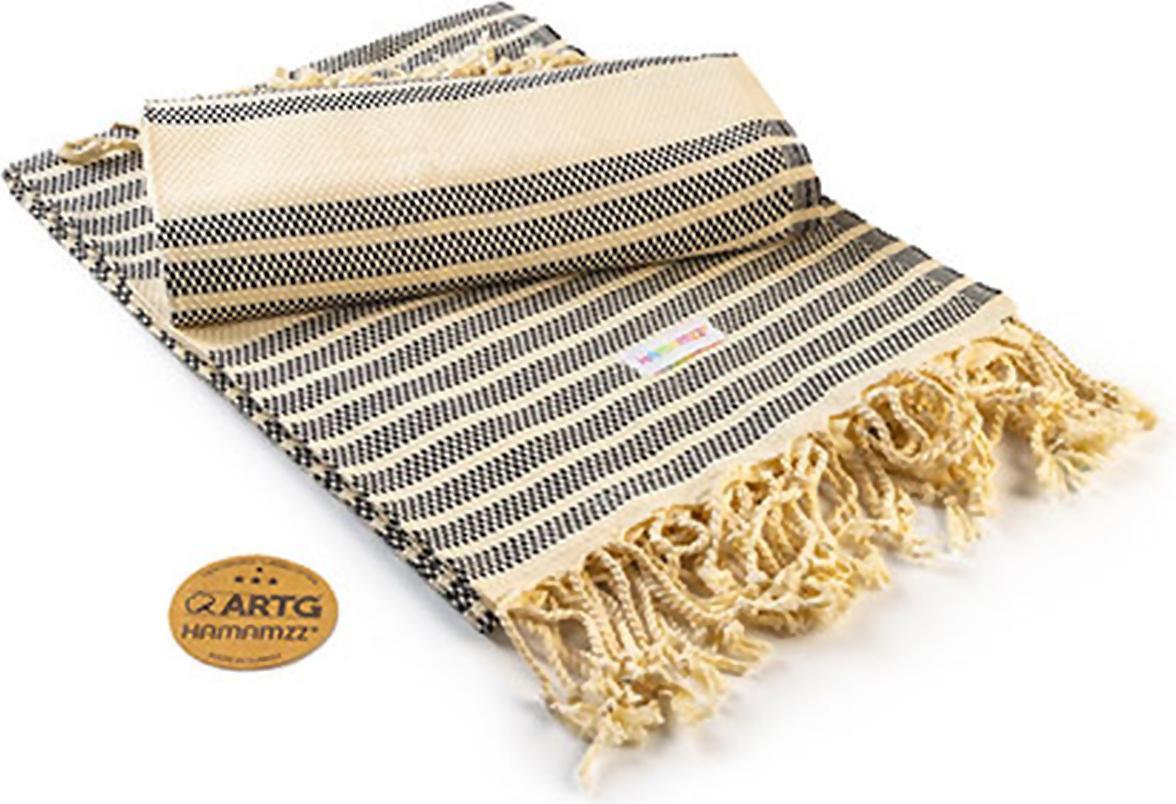 artg bath towel hamamzz original bodrum deluxe 100x180cm black/ivory