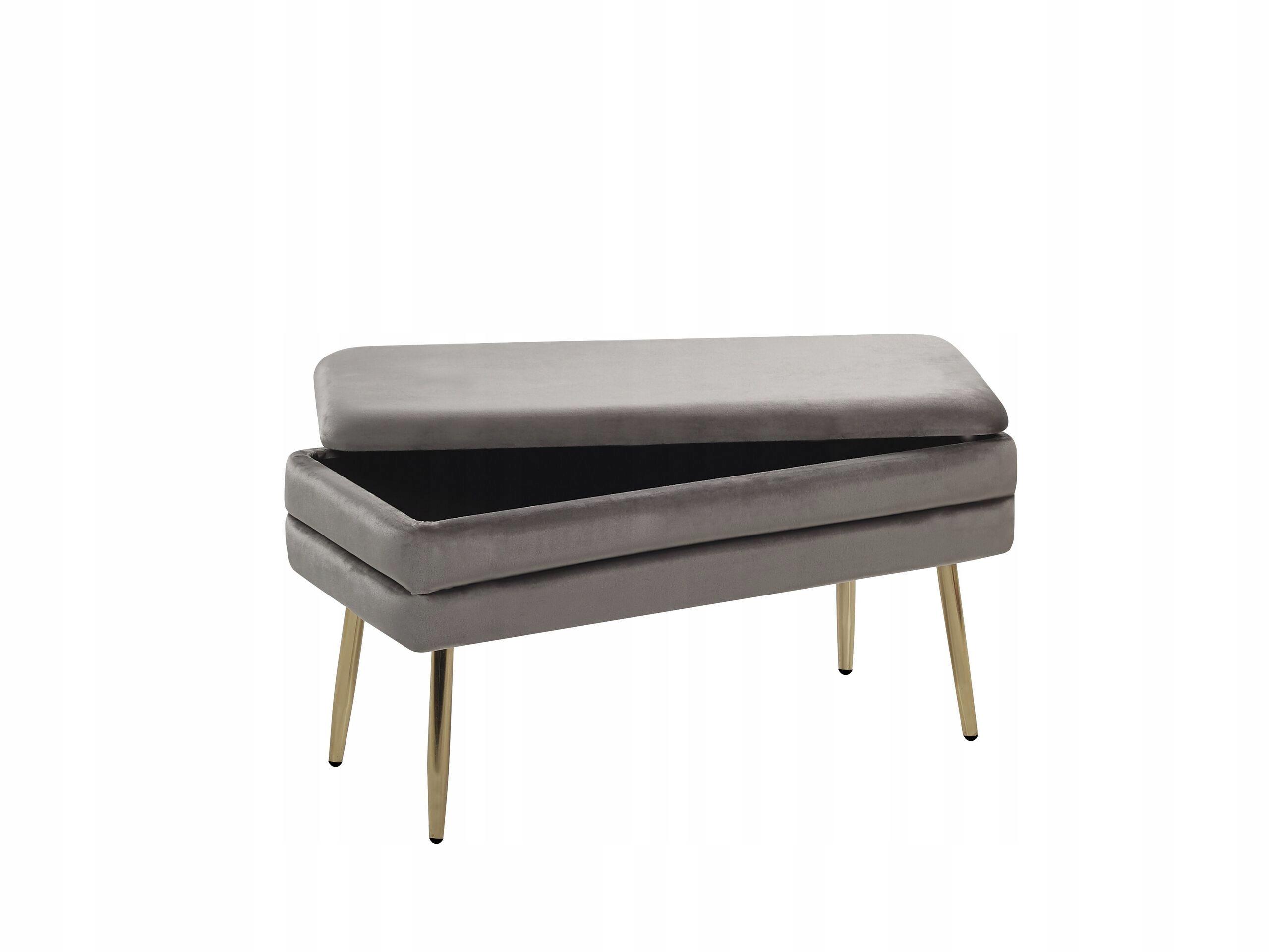 beliani storage bench durham gray velvet 79 cm