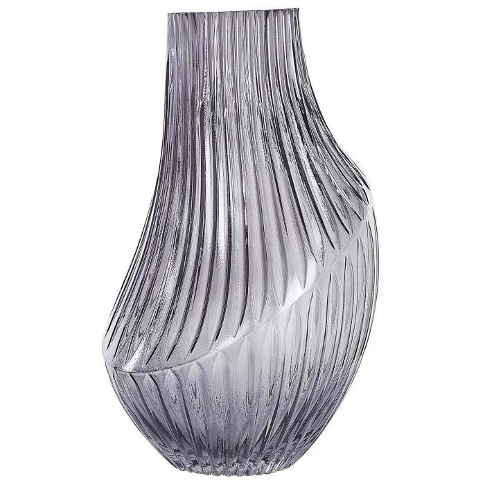 beliani vase myrsina gray 36 cm glass