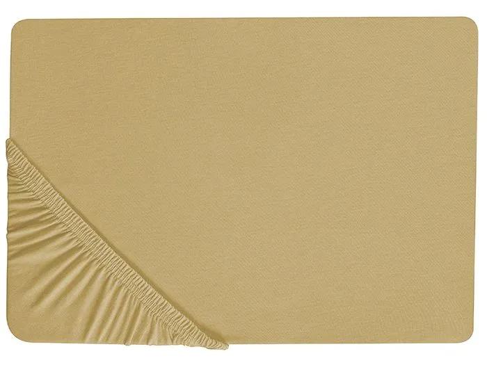 beliani fitted sheet janbu cotton 200x200cm olive green