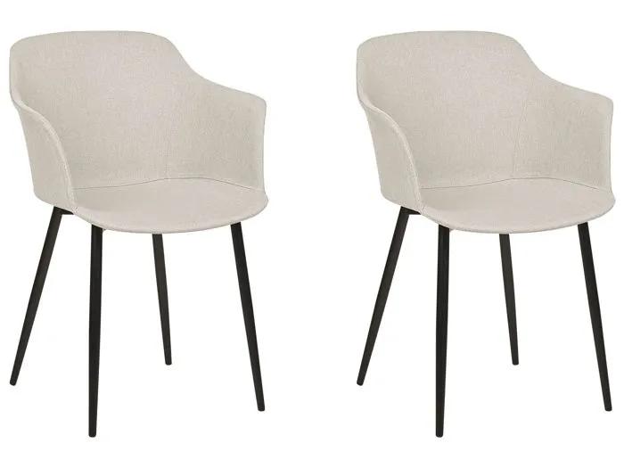 beliani dining chairs elim beige polyester metal 2 pack
