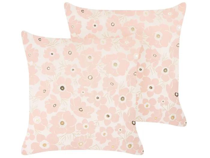 beliani decorative cushion triteleia floral pattern 45x45cm 2 pack