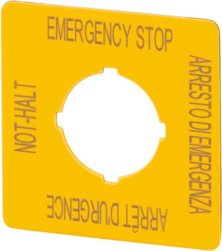 eaton safety label not-halt yellow 50x50mm