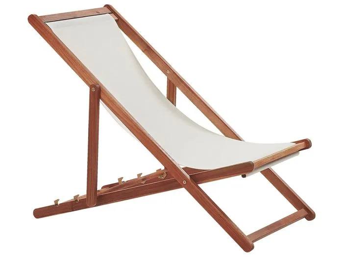 beliani garden lounger anzio dark acacia wood beige