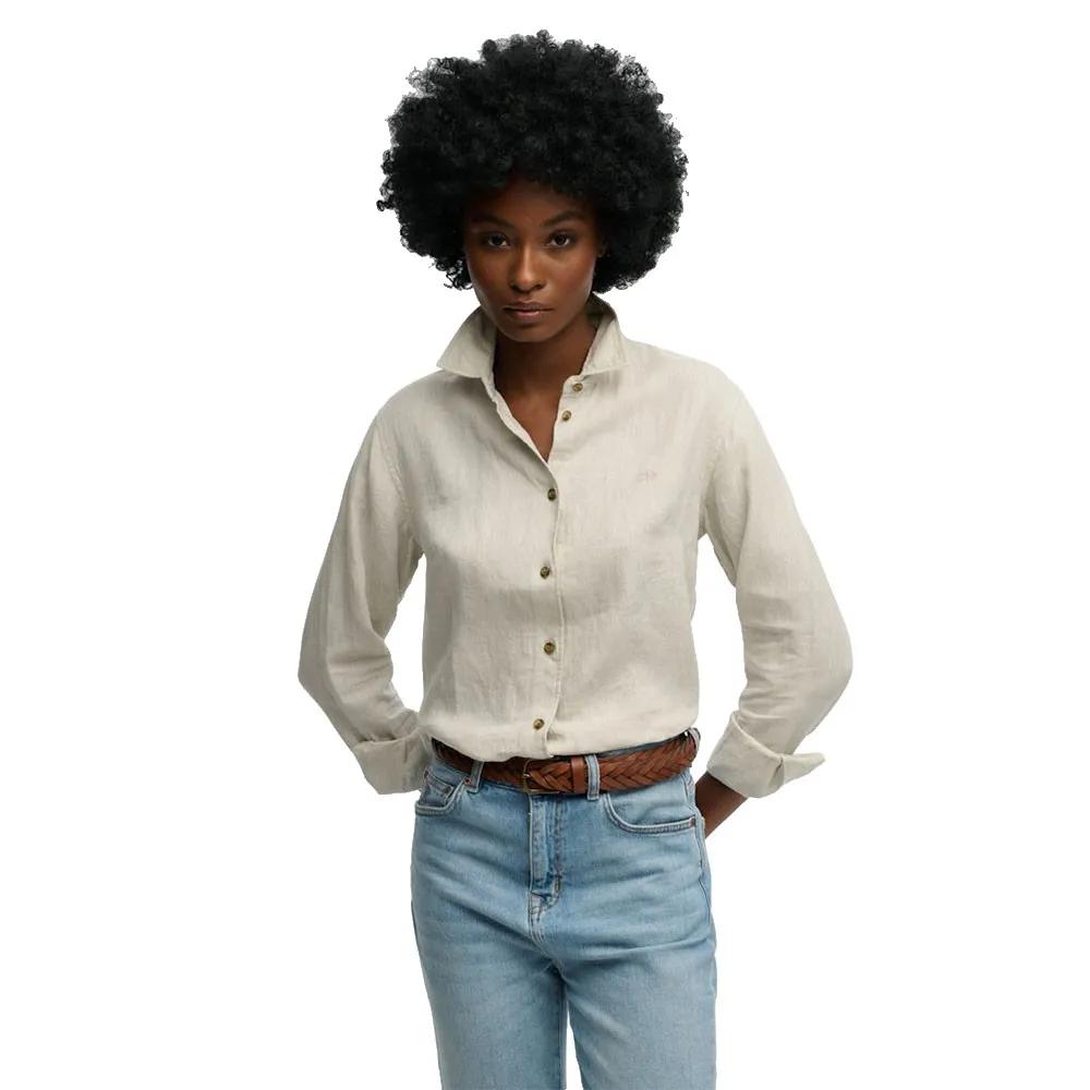 superdry long sleeve shirt boyfriend beige m