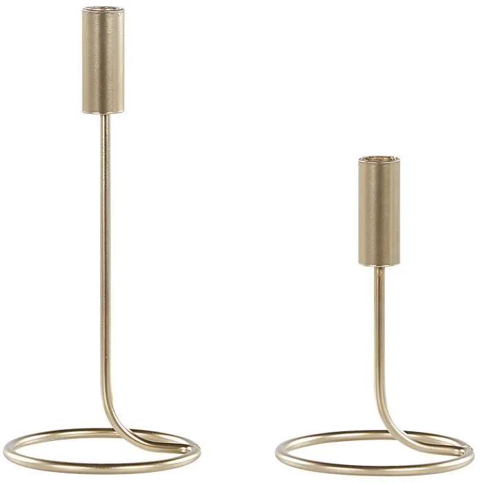 beliani candle holder bunyu gold 19/28 cm 2 pack