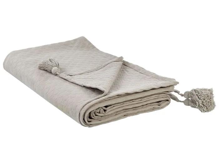 beliani bed cover lindula cotton taupe 200x220cm