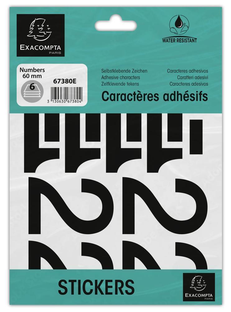 exacompta adhesive numbers 0-9 60mm black