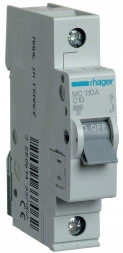 hager overcurrent circuit breaker mcn110e 10a