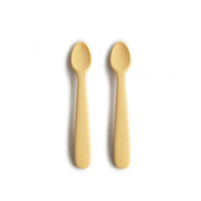 mushie silicone spoons pale daffodil 2 pack
