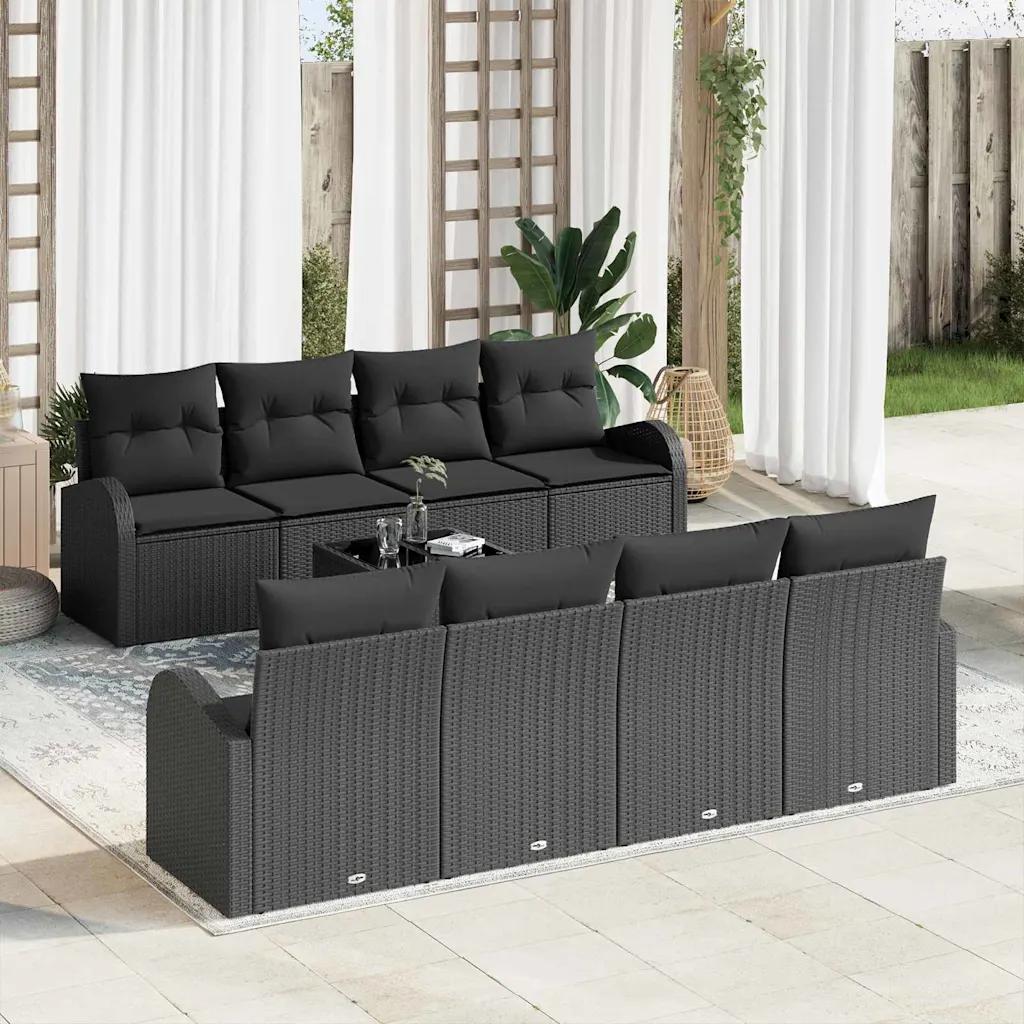 vidaxl garden sofa set black 55x55x37cm poly rattan