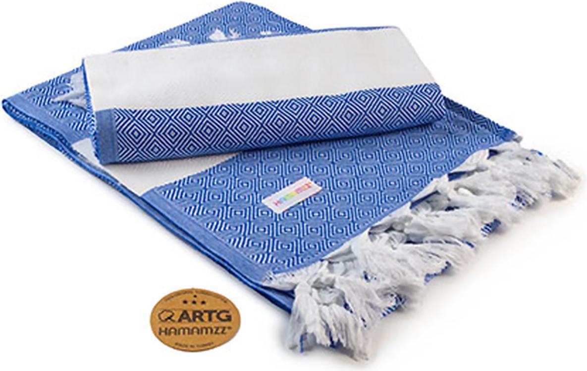 artg hamam towel marmaris deluxe royal blue/white 100x180cm