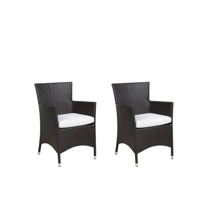 beliani garden chair set 2 pcs dark brown