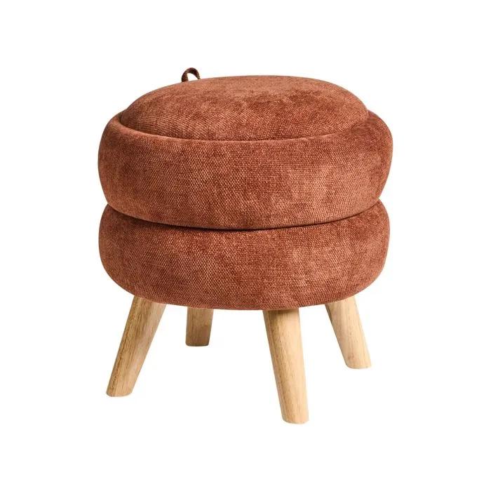 beliani pouf chenille hawley golden brown 40x40x41 cm