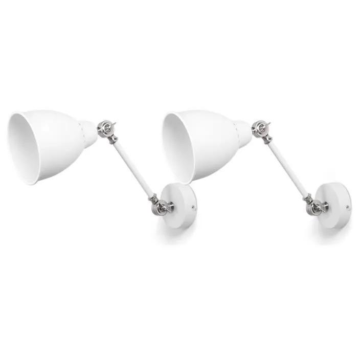 beliani wall lamp mississippi adjustable metal white 2 pack