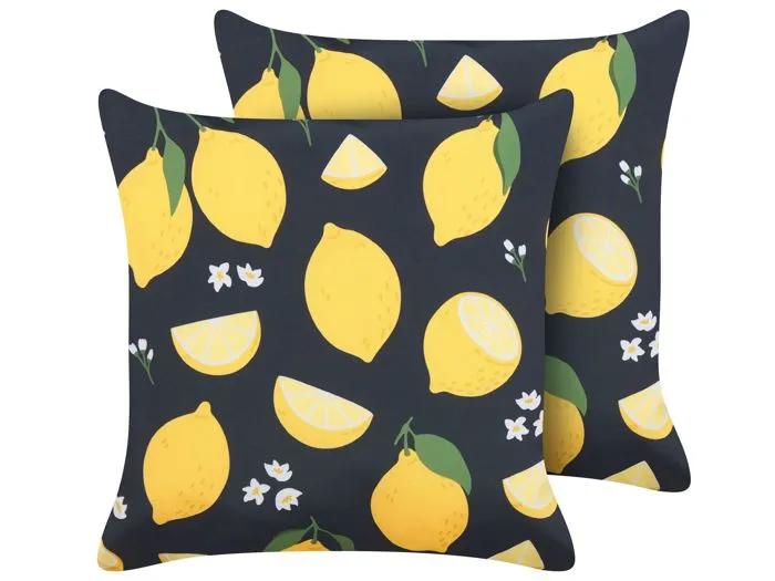 beliani decorative cushion set citrus 45x45 cm 2 pack