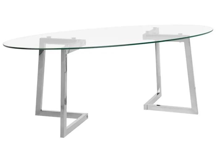 beliani coffee table fresno glass oval 60x120cm