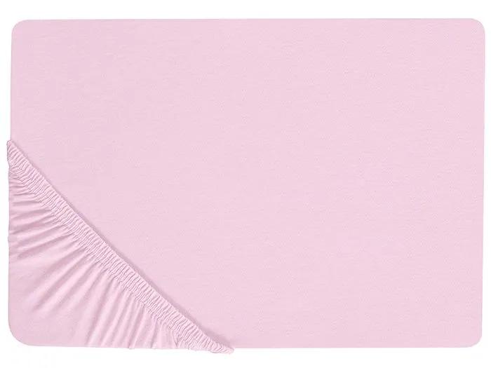beliani fitted sheet janbu cotton pastel pink 200x200 cm