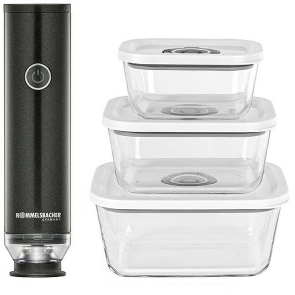 rommelsbacher vacuum sealer vac 253/s starter set 3 glass containers