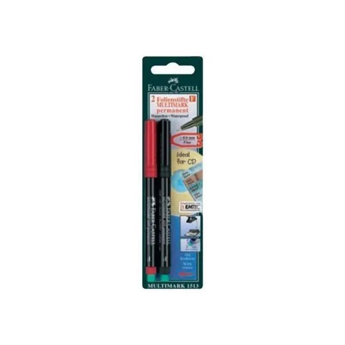 faber-castell permanent marker multimark black/blue 2 pack