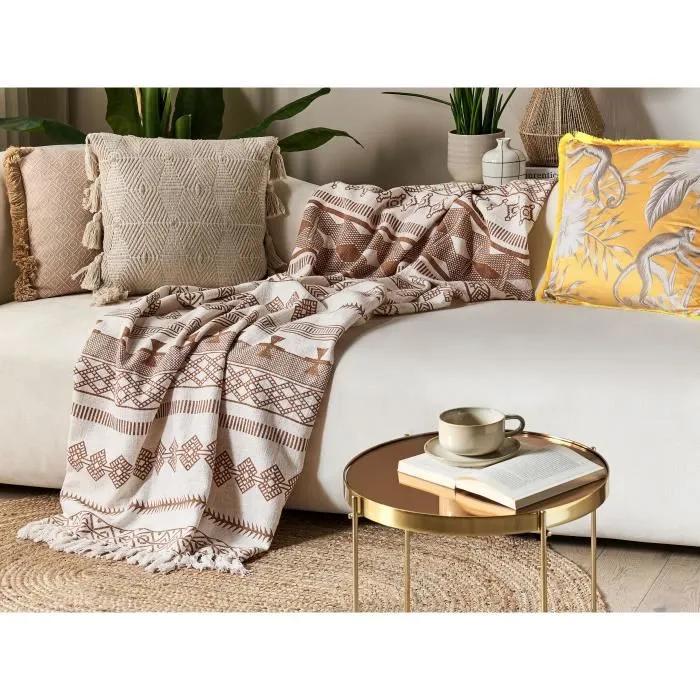 beliani blanket jorhat beige/brown 130x180cm