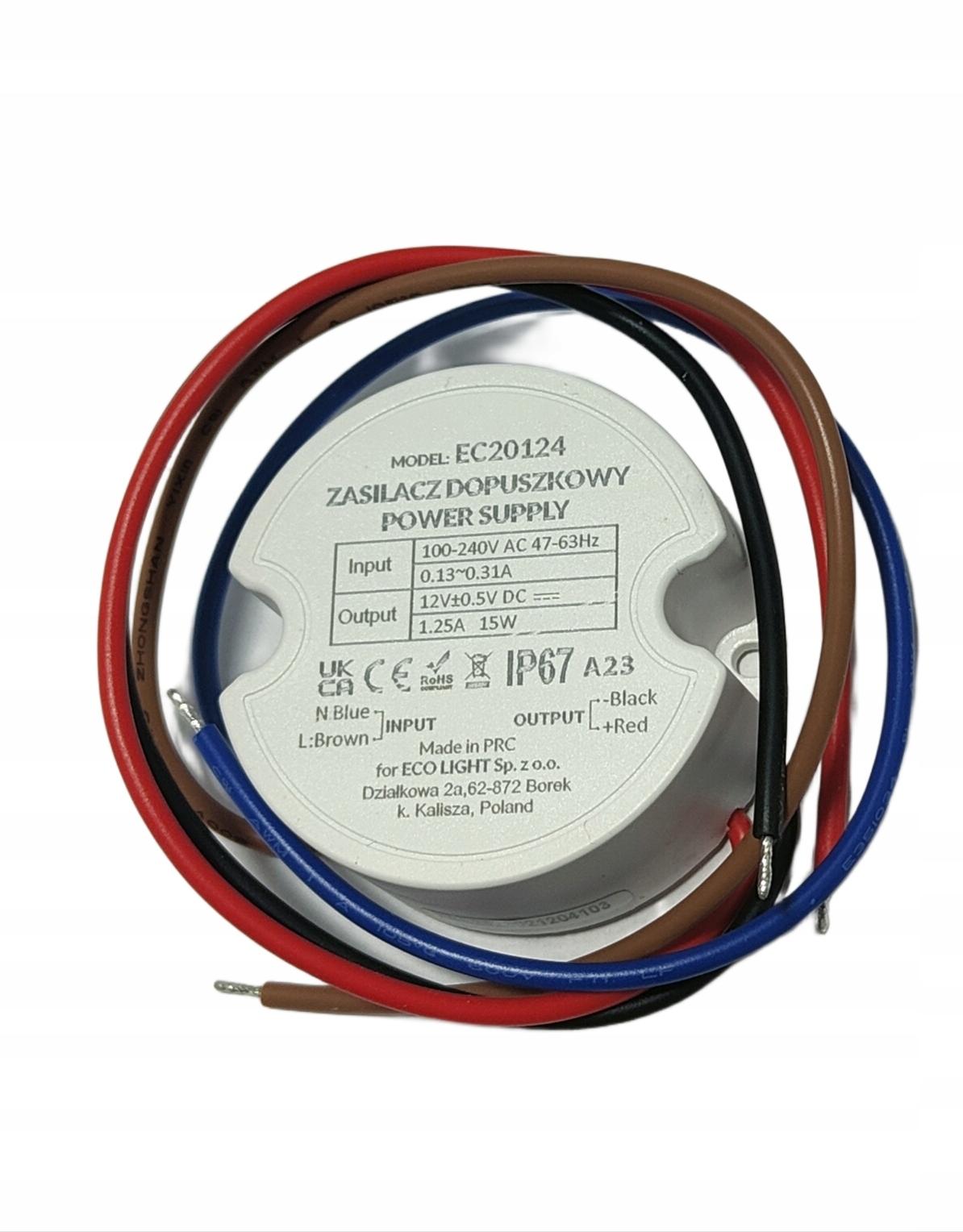 ecolight power supply 12v 15w ip67