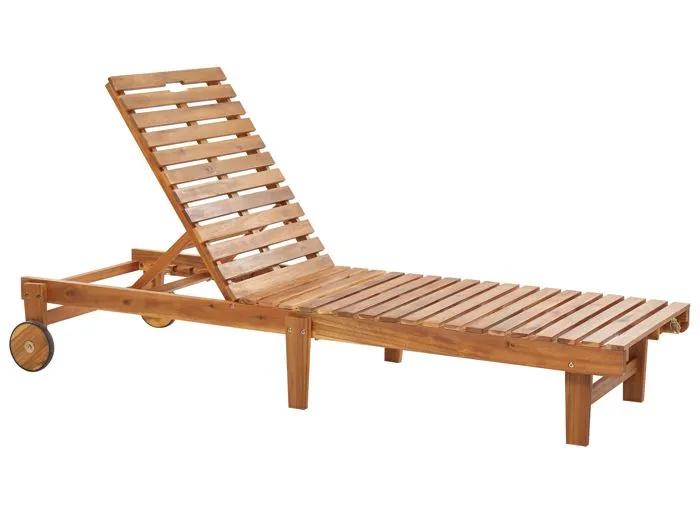 beliani sun lounger pietralunga acacia wood adjustable 1 piece