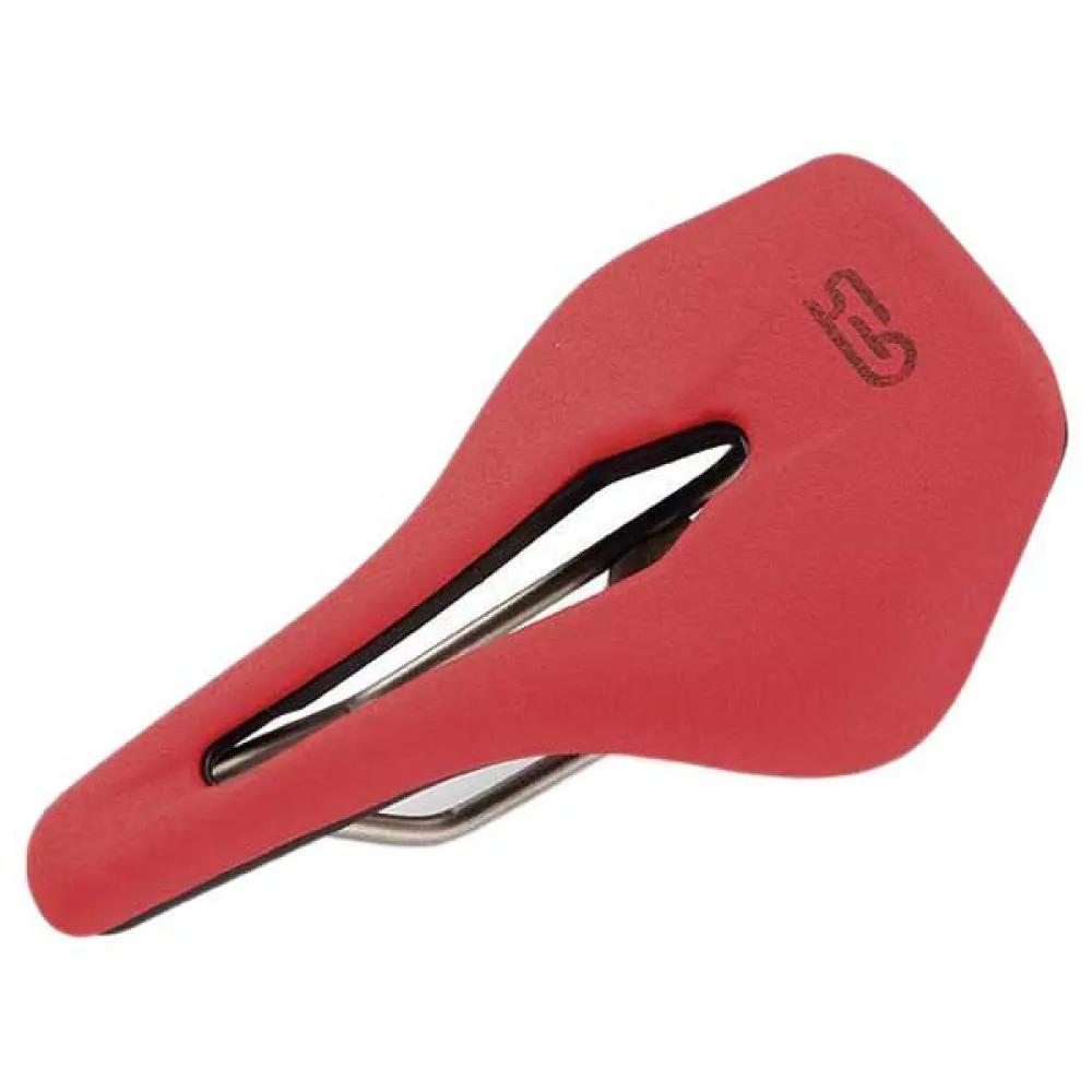 ges bicycle saddle zela 0 titanium22 red 245x143mm