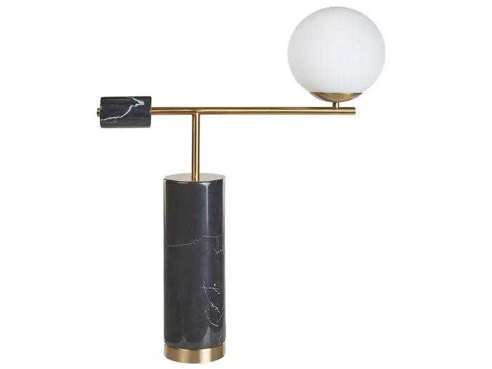 beliani table lamp hondo black marble 40w