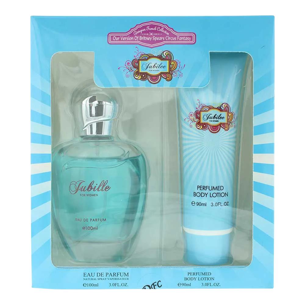 designer french perfume set jubilee eau de parfum 100ml + body lotion 90ml