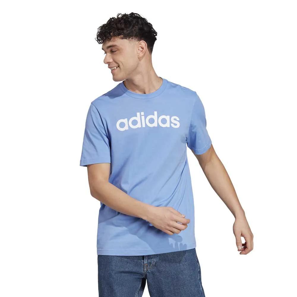 adidas t-shirt essentials single jersey linear embroidered logo blue s