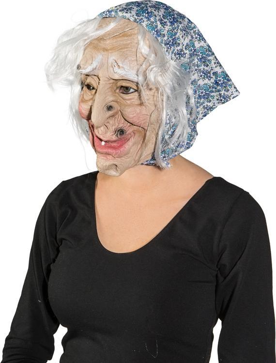 hexenmaske full head mask blue headscarf