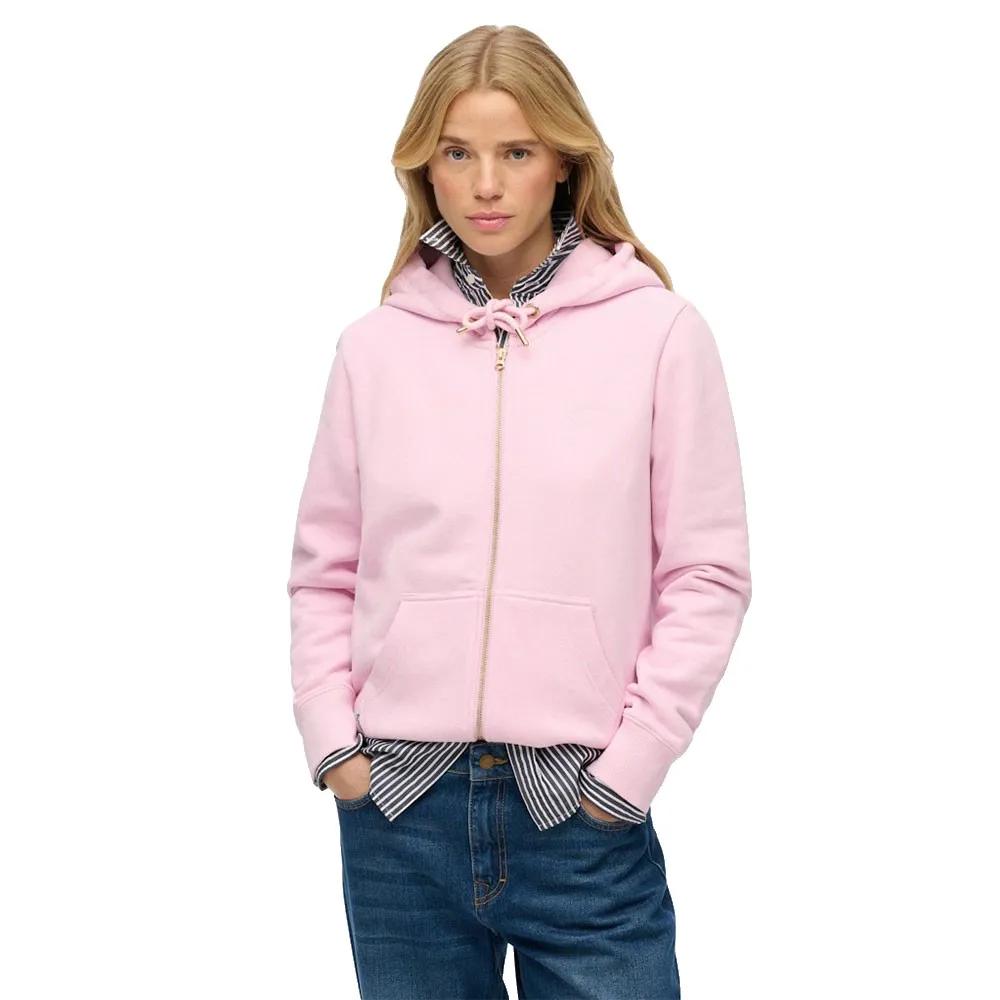 superdry sweatshirt essential logo full zip rose l