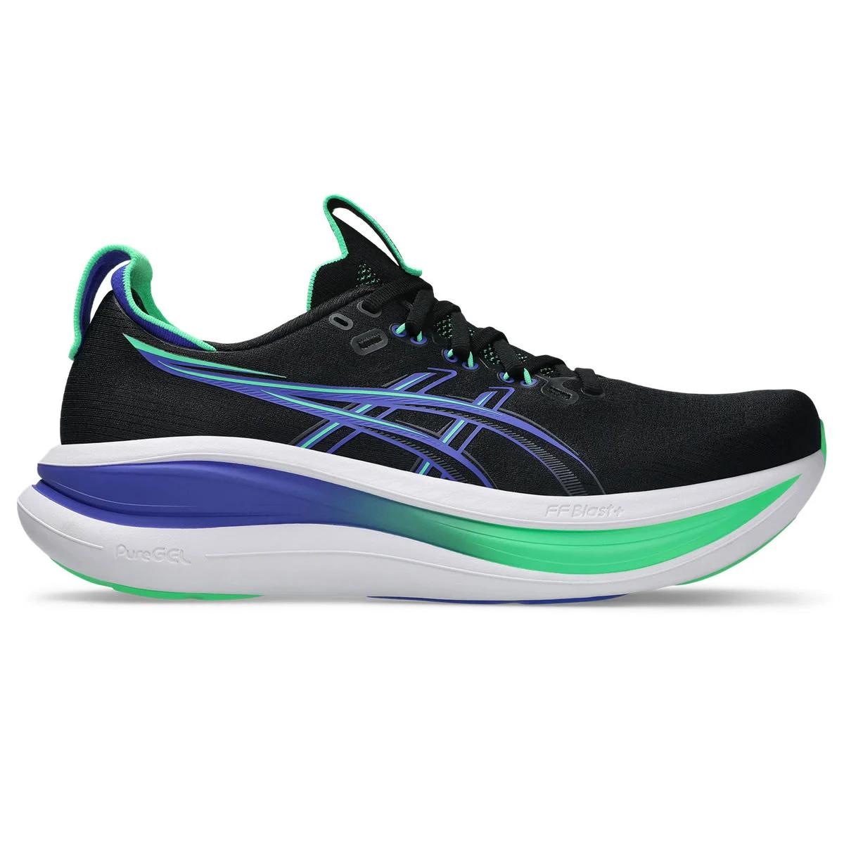 asics running shoes gel-nimbus 28 black/cobalt burst 49