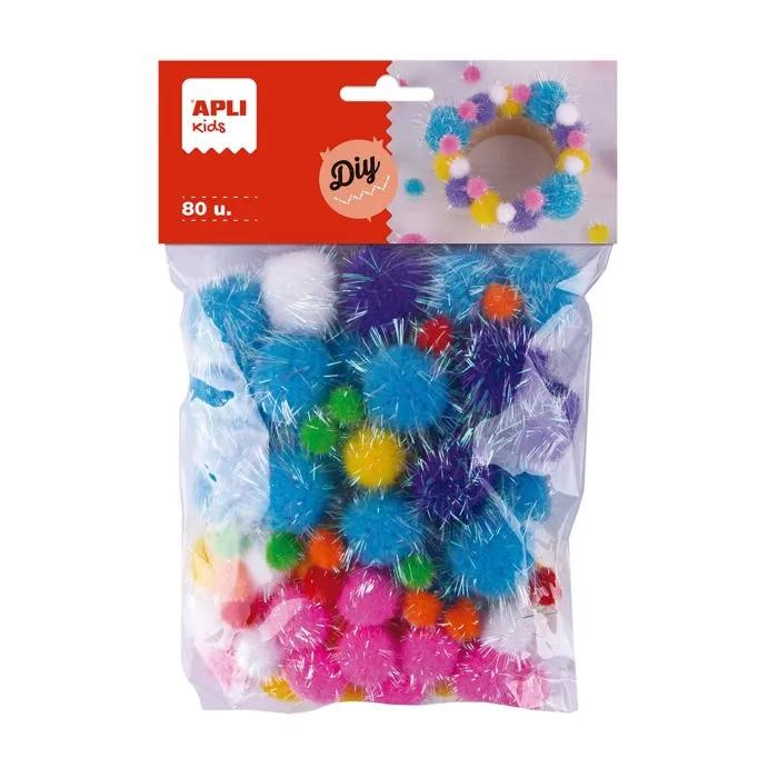 apli craft pompons glitter assorted colors 80 pack