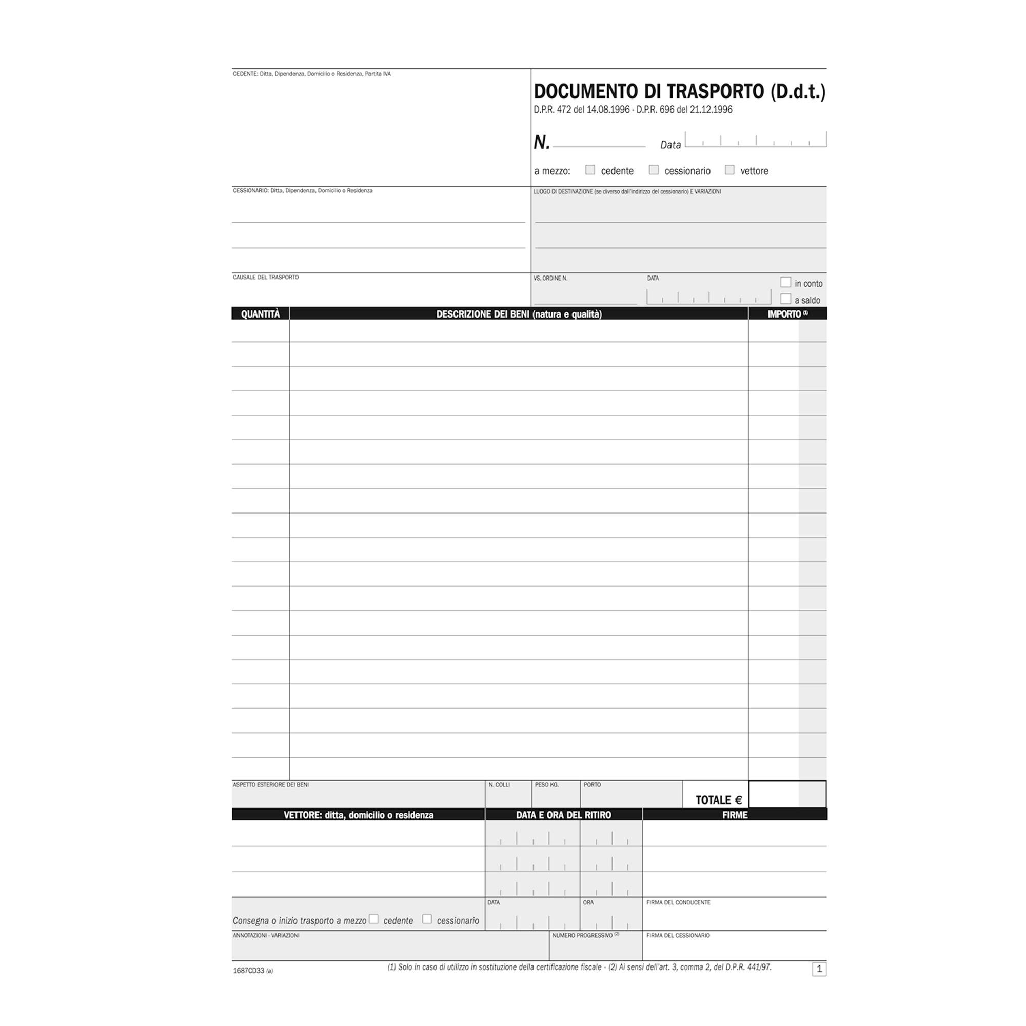 data ufficio document transport block 33 copies a4