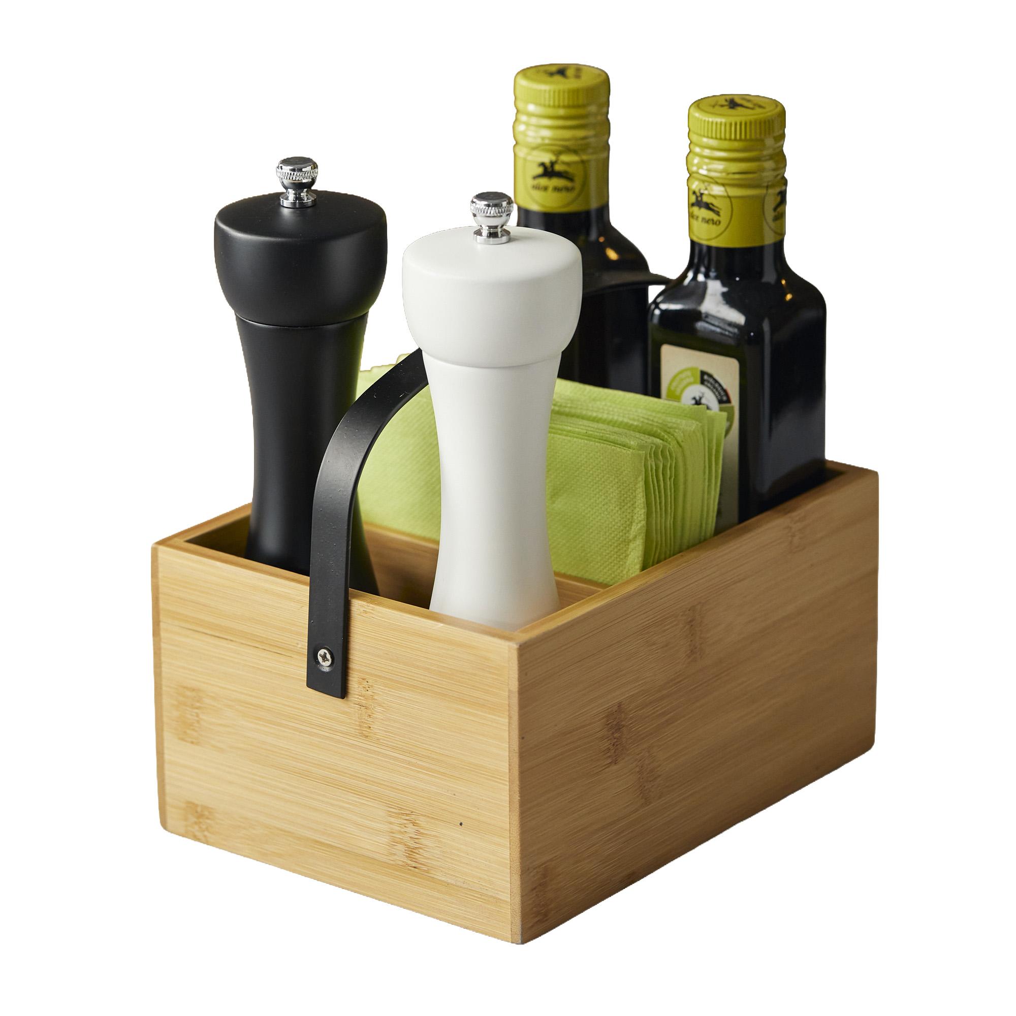 leone condiment holder bamboo natural 20x15x10cm