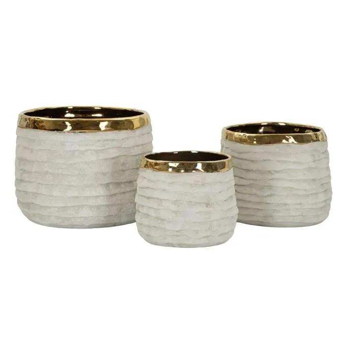 mauro ferretti cachepot set lima tall grey/gold 3 pcs