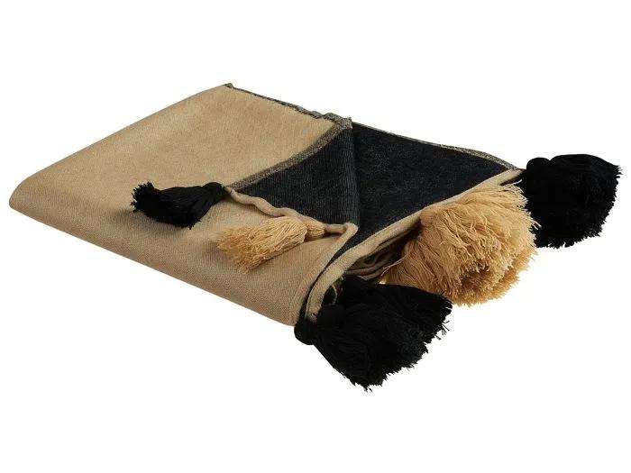 beliani throw blanket thumki beige 130x170 cm