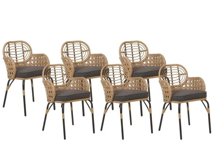 beliani garden chairs pratello natural 6 pack