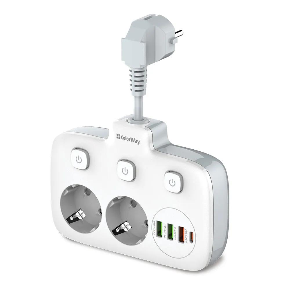 colorway power socket cw-che24pdw 2x220v/4xusb