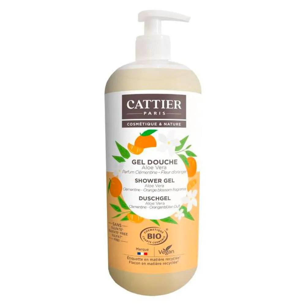 cattier shower gel aloe vera clementine orange blossom 1l