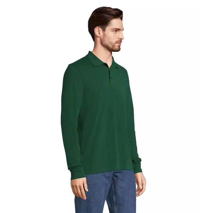 sols polo shirt long sleeve polycotton bottle green