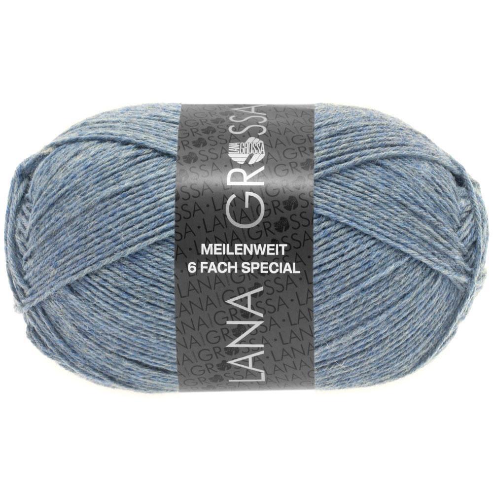 lana grossa yarn meilenweit 6-fach 150g light blue melange